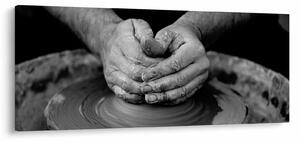 Čiernobiely obraz - výroba keramiky (120x50 cm)