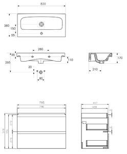 Cersanit Moduo umývadlo so skrinkou 79.5 cm sivá S801-224-DSM