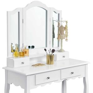 Toaletný stolík "Emma" biely so zrkadlom a stoličkou