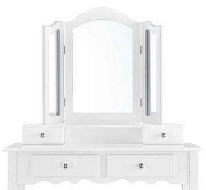 Toaletný stolík "Emma" biely so zrkadlom a stoličkou
