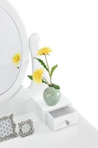 Toaletný stolík "Lena" biely so zrkadlom a stoličkou