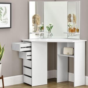 Toaletný stolík "Nova" biely so zrkadlom, bez taburetky