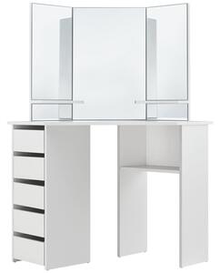 Toaletný stolík "Nova" biely so zrkadlom, bez taburetky