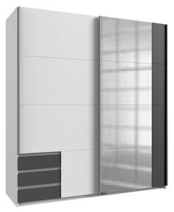 Šatníková skriňa so zrkadlom ERICA grafitová/biela, šírka 179 cm