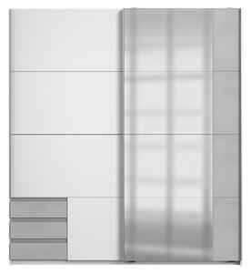 Šatníková skriňa so zrkadlom ERICA sivá/biela, šírka 179 cm