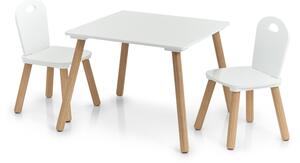 Sada 3ks detského stola s dvoma stoličkami biela
