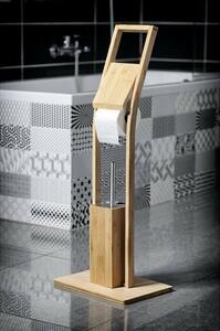 AQUALINE BI026 Bambus stojan s držiakom na toaletný papier a WC štětku, hranatý