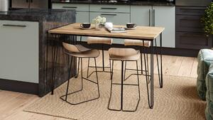HAIRPIN dub zlatý craft, loftový stôl do kuchyne, jedálne a obývacej izby