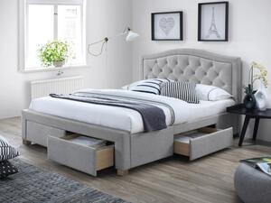 Čalúnená posteľ ELECTRA 140 x 200 cm farba sivá/dub