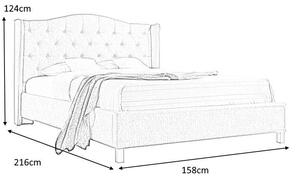 Čalúnená posteľ ASPEN 140 x 200 cm farba šedá/dub