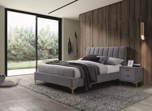 Čalúnená posteľc 160 x 200 cm farba šedá / zlatá