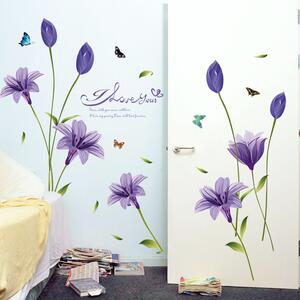 Samolepka na stenu "Fialové kvety" 160x85cm