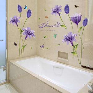 Samolepka na stenu "Fialové kvety" 160x85cm