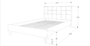 Čalúnená posteľ TEXAS 160 x 200 cm farba šedá / dub