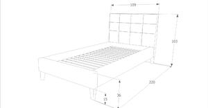 Čalúnená posteľ TEXAS 90 x 200 cm farba šedá / dub