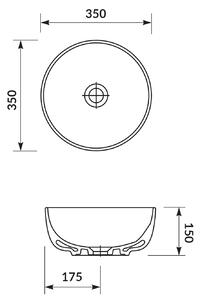 Cersanit Moduo umývadlo 35x35 cm okrúhly pultové umývadlo biela K116-047