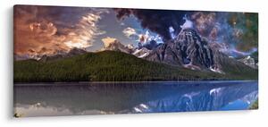 Obraz jazera a hôr (120x50 cm)