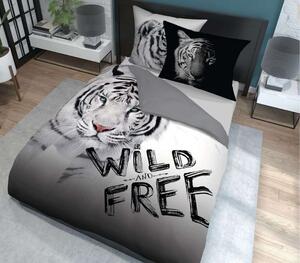 DETEXPOL Francúzske obliečky Biely Tiger Wild Free Bavlna, 220/200 cm
