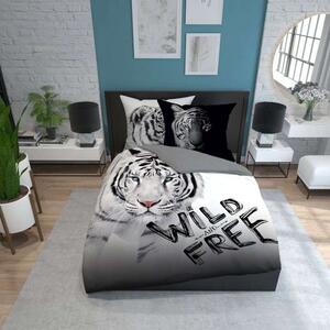 DETEXPOL Francúzske obliečky Biely Tiger Wild Free Bavlna, 220/200 cm