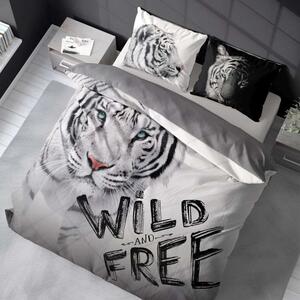 DETEXPOL Francúzske obliečky Biely Tiger Wild Free Bavlna, 220/200, 70/80 cm