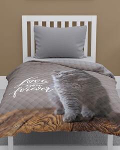 DETEXPOL Prehoz na posteľ Mačka Love Polyester, 170/210 cm