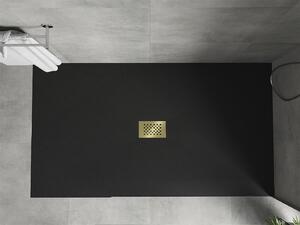 Mexen Hugo, obdĺžniková sprchová vanička SMC 200 x 100 cm, čierna, zlatá krytka, 42701020-G