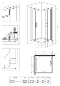 Deante Funkia sprchovací kút 90x90 cm obdĺžniková čierna matné/priehľadné sklo KYC_N41K