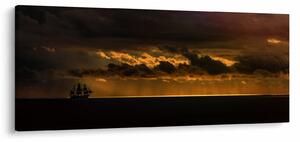 Obraz plachetnice pri západe slnka (120x50 cm)