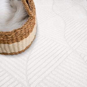 Dekorstudio Okrúhly jednofarebný koberec FANCY 904 - smotanovo biely Priemer koberca: 120cm