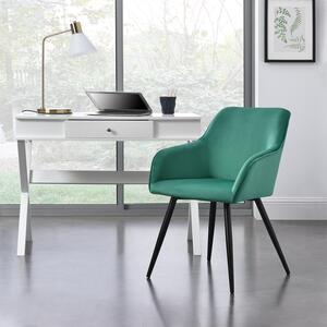 Lounge stolička Tarje so zamatovým poťahom v zelenej farbe