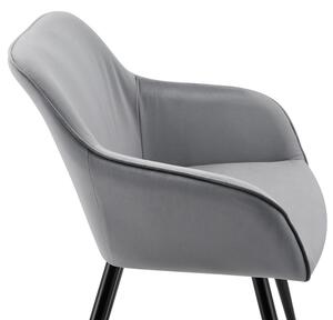 Lounge stolička Tarje so zamatovým poťahom v svetlosivej farbe