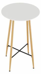 Barový stôl vo farbe biela a dub na štyroch kovových nohách (k261519)