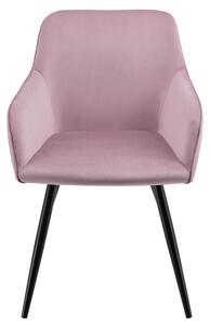 Lounge stolička Tarje so zamatovým poťahom v staroružovej farbe