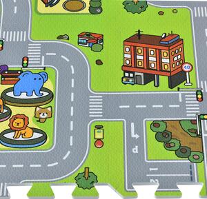 9-dielna podložka na hranie vo forme puzzle - ulica