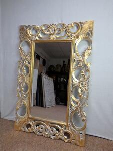 Zrkadlo WAJAN zlatá, 120x80cm, exotické drevo, ručná práca