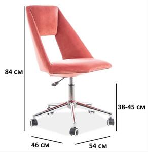 Kancelárska stolička PAX ružová zamat vzor 173