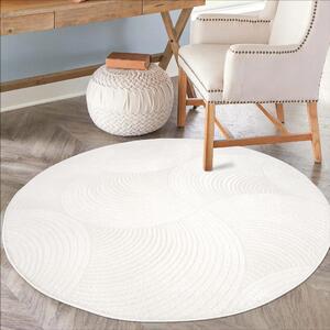 Dekorstudio Okrúhly jednofarebný koberec FANCY 647 - smotanovo biely Priemer koberca: 200cm