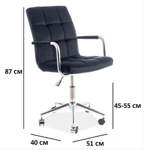 Kancelárska stolička Q-022 zamat čierna bluvel 19