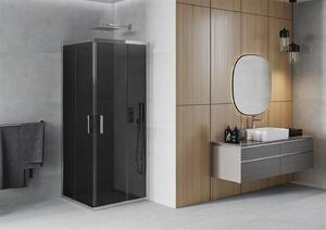 Mexen Rio, štvorcový sprchovací kút s posuvnými dverami 70 (dvere) x 70 (dvere) x 190 cm, 5mm šedé sklo, chrómový profil, 860-070-070-01-40