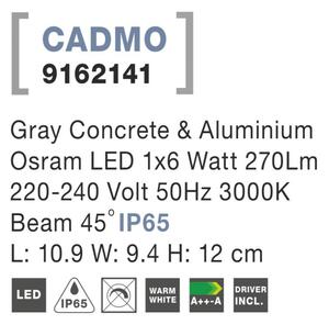 Svietidlo nova luce CADMO R WALL GREY nástenné, IP 65, 6 W