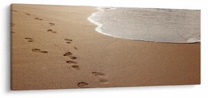 Obraz - stopy v piesku a more (120x50 cm)