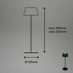 LED stolová lampa Kiki s dobíjacou batériou RGBW, čierna
