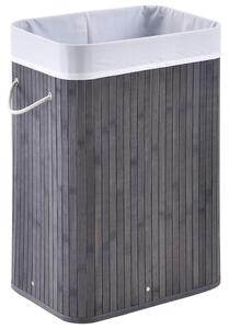 Bambusový kôš na prádlo Curly 72 litrov sivý s vakom na bielizeň a rukoväťami