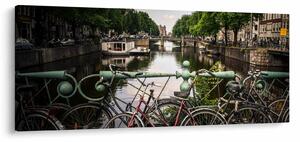 Obraz bicykla v meste (120x50 cm)