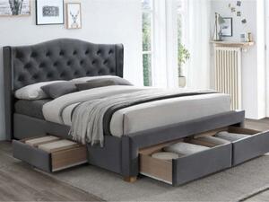 Čalúnená posteľ ASPEN II VELVET 160 x 200 cm farba sivá/dub