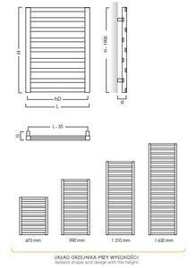 Instal Projekt Poppy kúpeľňový radiátor dekoratívny 99x40 cm biela PPY-40/100