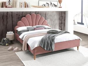 Čalúnená posteľ SANTANA VELVET 160 x 200 cm farba staro ružová/dub