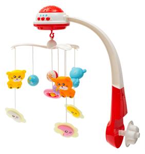 Kolotoč nad postieľku so svetelným projektorom Baby Mix červený