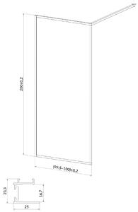 Cersanit Larga stena sprchového kúta walk -in 100 cm čierna matný/sklo priehľadné S932-139