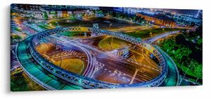 Obraz - panoráma nočného mesta (120x50 cm)